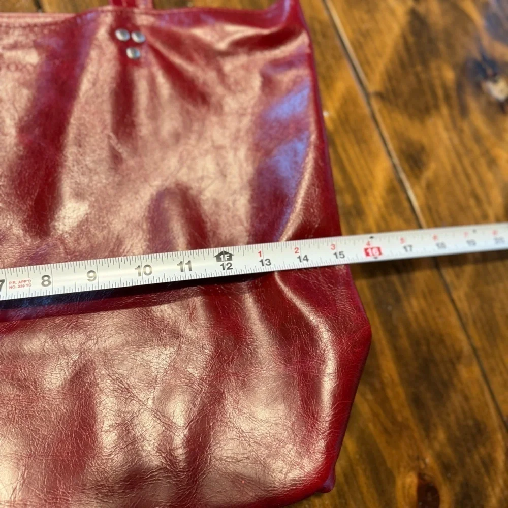 FOXY FIX Urban Chic Shiny Red Leather Tote Bag